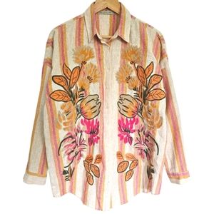 SALOON Turkey floral‎ embroidered button down shirt